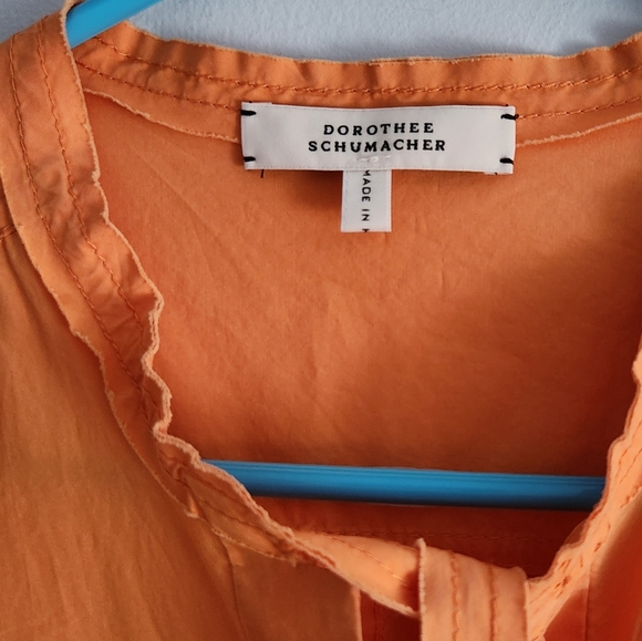 Dorothee Schumacher Sz 1 Tiered Poplin Dress Tie Neck Pockets - Picture 5 of 9